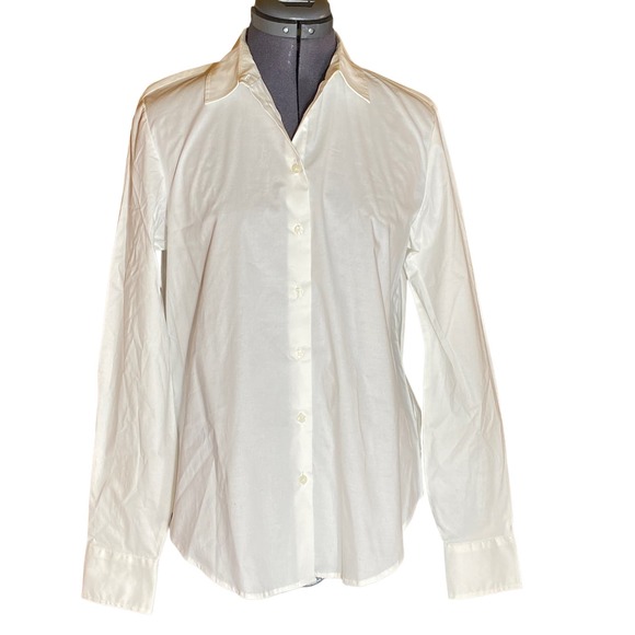 Joe Fresh Fitted Button Down Cotton Long Sleeve White Career Blouse Size M/M - Picture 1 of 5
